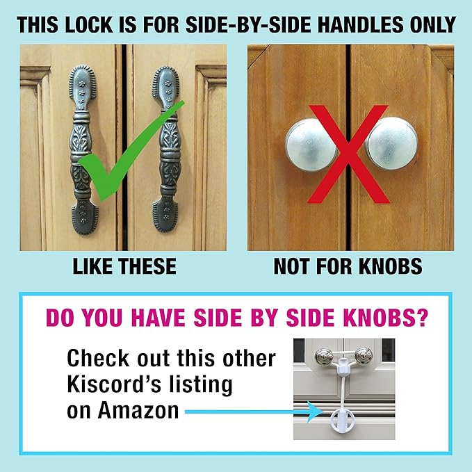 Baby Safety Cabinet Locks for Handles Child Safety Cabinet Latches for Home Safety Strap for Baby Proofing Cabinets Kitchen Door RV No Drill No Screw No Adhesive /4 Pack (Black)