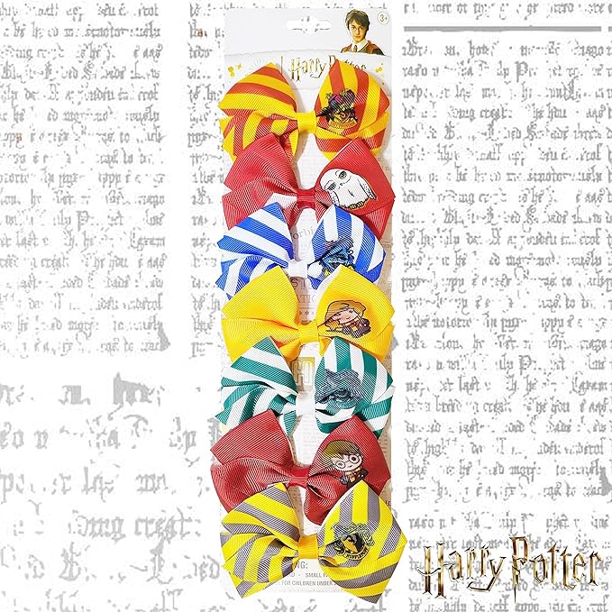 Harry Potter Hair Bows - Hair Accessories Gift Set - 7 Pcs 4 Inch Bundle - Hair Bows for Girls - Different character on each clip - Alligator Clip - Ages 3 +