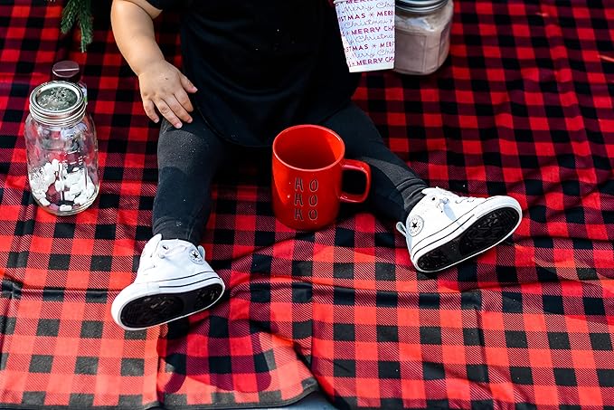 BapronBaby Red Buffalo Plaid Splash Mat - Waterproof Catch-All for Under High Chairs, Floors, Tables, Playtime or Arts & Crafts - Machine Washable - 45" x 45”
