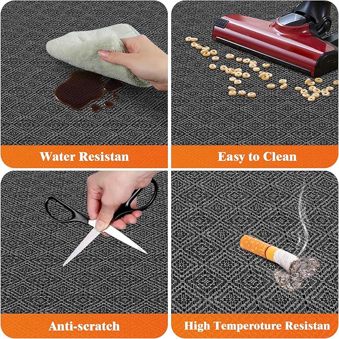 KMAT Office Chair Mat, 46x60in Heavy Duty Hardwood/Tile Floor Protector, Floor Mat Computer Desk Mat for Rolling Chairs, Work, Study, Office, Black