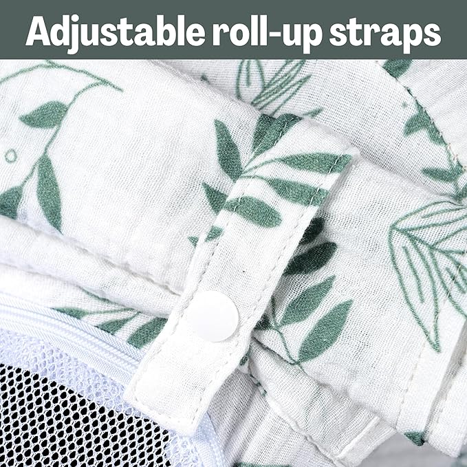 Summer Muslin Car Seat Cover Baby Girls Boys,Infant Carseat Covers with Breathable Window,3 Adjustable Modes, Lightweight Car Seat Sun Shade Cover for Babies,Green Leaf