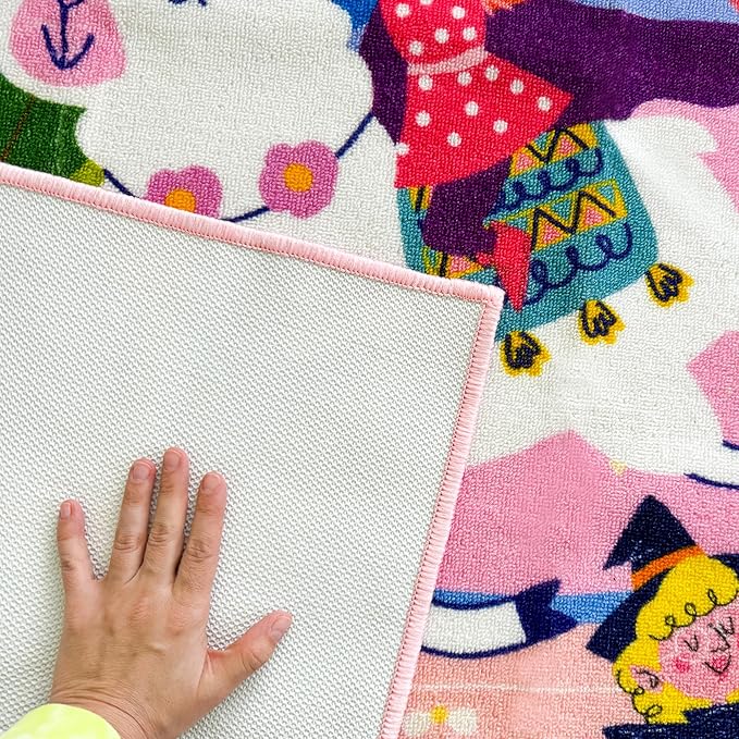 QUOKKA Small Classroom Girl Rug for Kids - 60x41 ABC Rugs for Playroom - Bedroom Alphabet Learning Area Rug - Girls Toddler Rugs Boys and Girls - Kids Room Carpet