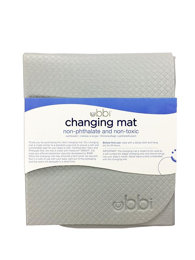 Ubbi On-the-Go Diaper Changing Baby Mat, Soft and Comfortable Diaper Bag Accessory Must Have for Newborns, Easy to Clean, Portable Folding Pad, Baby Traveling Accessories, Gray (Pack of 2)