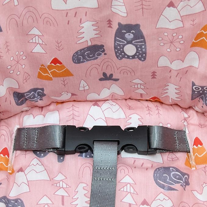 ZARPMA Cotton Seat Covers for IKEA Antilop Highchair,Cotton Surface and Padded,Forest Pattern Foldable Baby Highchair Cover for IKEA Child Chair Cushion (Pink Forest)