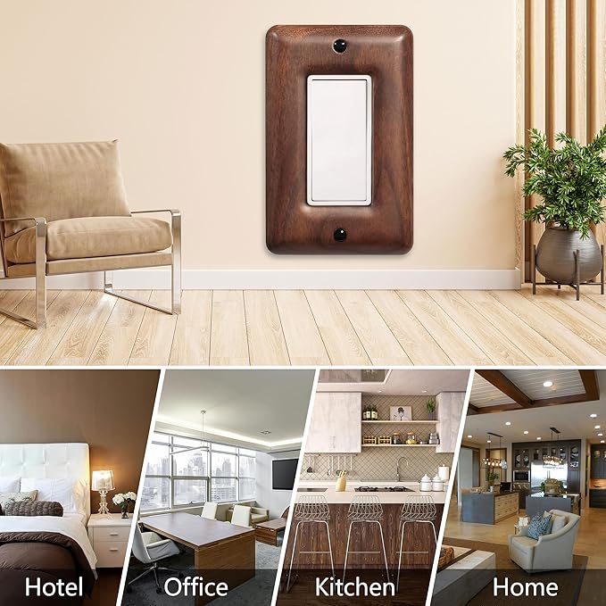 4-Pack Wood Light Switch Cover Plate Decorative Solid Wood Light Switch Cover for Stylish Décor