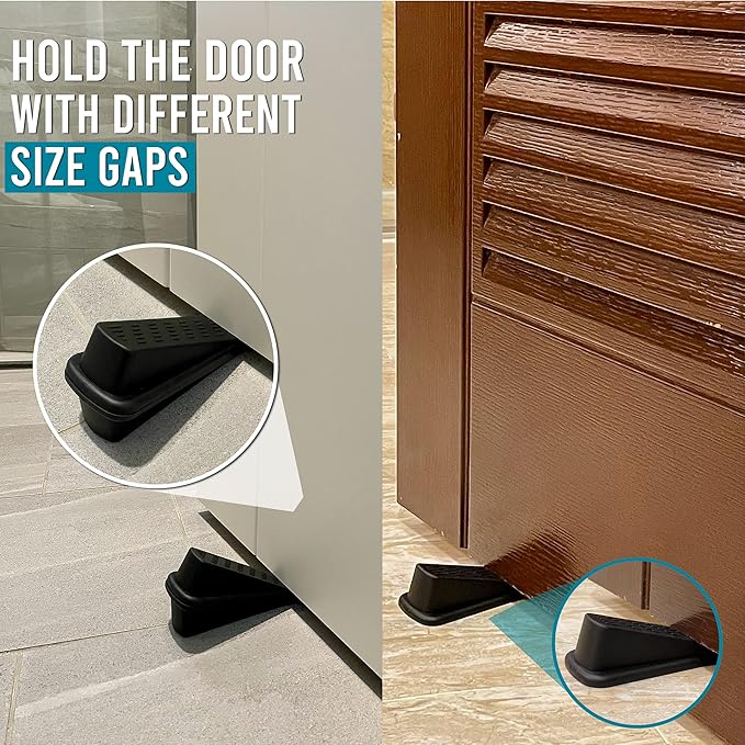 Door Wedge Stopper Door Stops for Floor-Door Stop Wedge Rubber Door Stop Pack of 6 Door Stopper Wedge(Black) Easy Solution for Hotel Home Office Residential Commercial Use