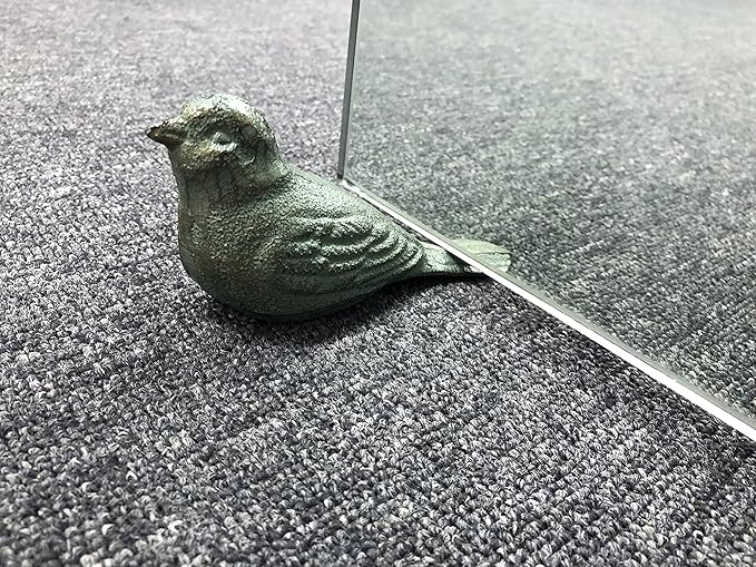 Cast Iron Door Stop Decorative Door Stoppers for Bottom of Door, Cute Bird Doorstop Animal Wedge Farmhouse Vintage Floor Decor, Antique Gold-Green