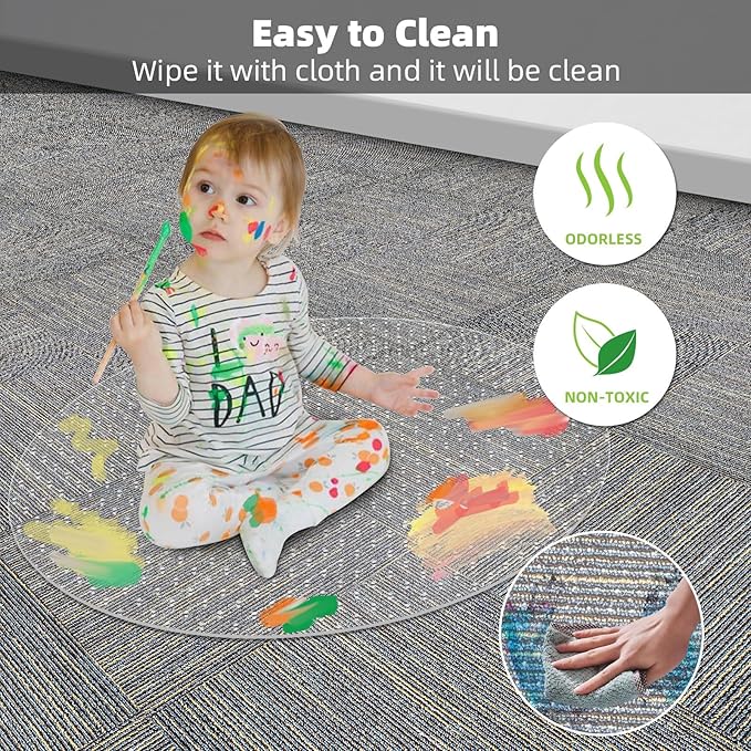 Office Chair Mat for Carpet: 36" x 36" Plastic Heavy Duty Computer Desk Mats for Low Flat and No Pile Carpeted Floor - Clear Rug Pad for Rolling Chairs Office Work Home Gaming Round