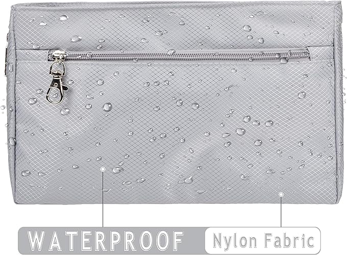 Vercord Expandable Nylon Handbag Purse Organizer Insert Liner Shaper Bag in Bag Beige Grey XLarge