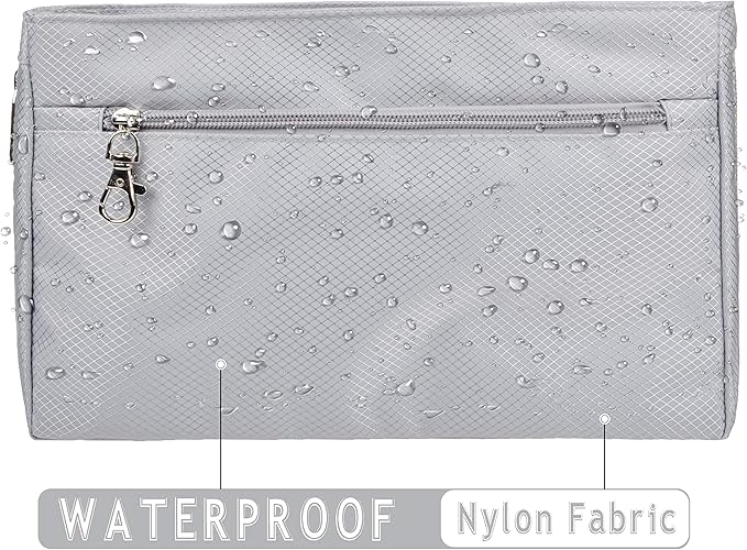 Vercord Expandable Nylon Handbag Purse Organizer Insert Liner Shaper Bag in Bag Beige Grey Medium