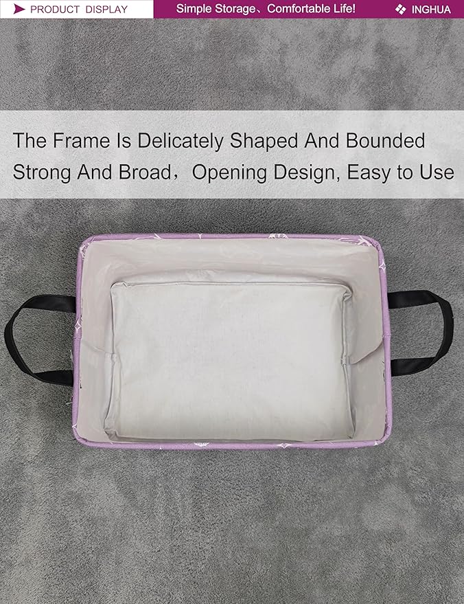 INGHUA Rectangular Storage Basket Fabric Organizer Bin for Toys,Books,Clothes,Gifts,Pets-Perfect for Home,Office,Nursery,Dorm,Shelf(Rec-butterfly )