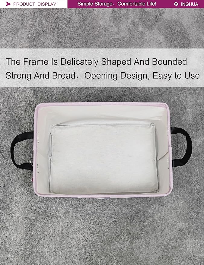 INGHUA Rectangular Storage Basket Fabric Organizer Bin for Toys,Books,Clothes,Gifts,Pets-Perfect for Home,Office,Nursery,Dorm,Shelf(Rec-Love Swans )