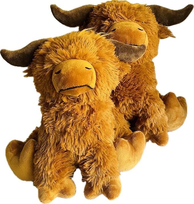 Highland Cow Door Stopper – Cute Weighted Animal Doorstop 2.2 lbs with Soft Faux Fur – Rustic Farmhouse Home Décor for Living Room, Bedroom, Nursery or Hallway