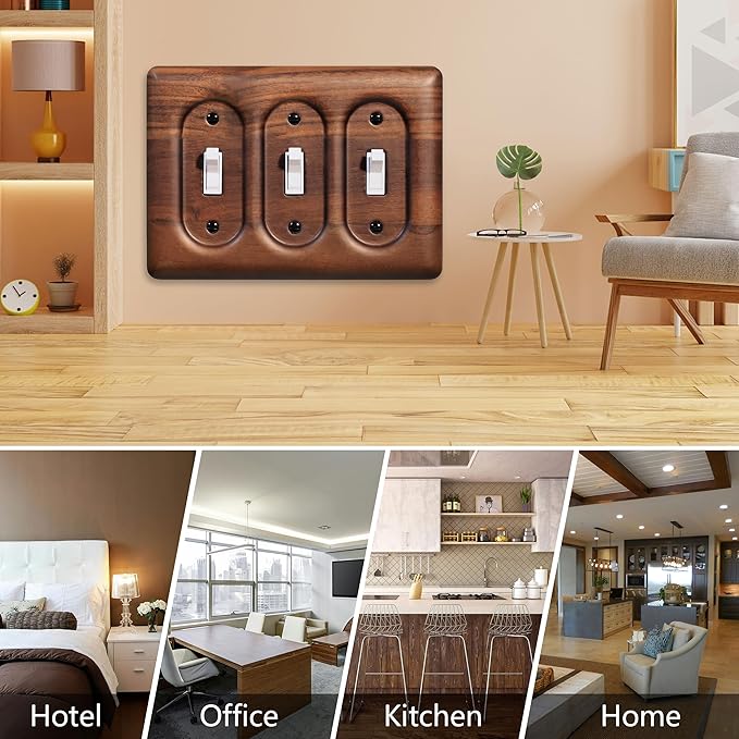 2-Pack Triple Toggle Light Switch Cover Plate, 3-Gang Light Switch Wall Cover for Decorative and Functional Home Accents