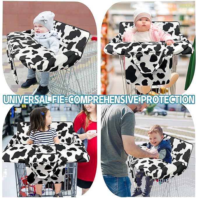 Shopping Cart Cover for Baby,2-in-1 High Chair Cover Soft,Portable, and Machine Washable,Comfortable Cotton Seat Pad with Safety Harness and Portable Cloth Bag,Fits All Supermarkets and Restaurants