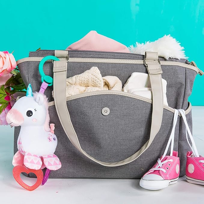Bright Starts Unicorn Sparkle & Shine Plush Take-Along Stroller or Carrier Toy, Ages 0 Month+, Pink (Pack of 2)