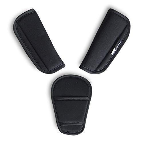 3 Pieces Baby Stroller Car Seat Strap Covers and Crotch Pad Combo Black, Soft Seat Belt Strap Covers Universal for Newborns Infants Kids Child, Pushchair Seat Belt Covers