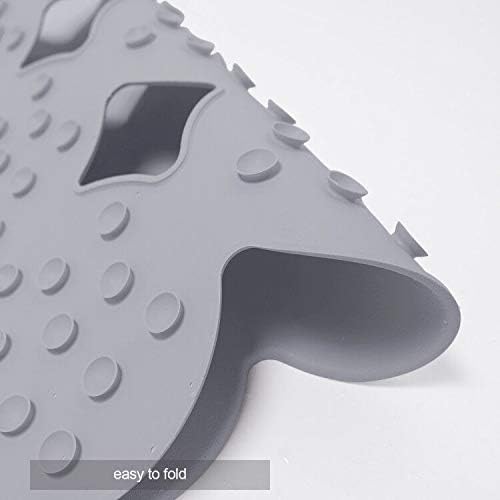 Webos Patented Non Slip Bathtub Mat Shower Mat Bath Mat Tub Mats with Strong Suction Cups Soft Natural Rubber Bath Mat for Inside The tub (Circle-Grey, 28x16 inch)
