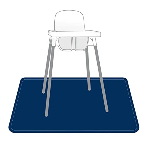 BapronBaby Minimalist Navy Splash Mat - Waterproof Catch-All for Under High Chairs, Floors, Tables, Playtime or Arts & Crafts - Machine Washable - 45" x 45”