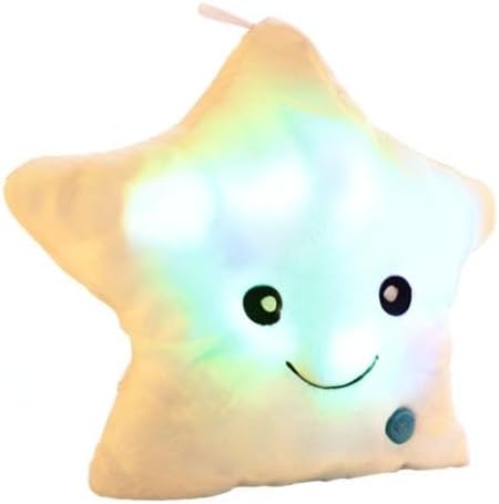 sofipal Twinkle Star Shaped Plush Throw Pillow, Creative LED Night Light Glowing Cushions Plush Stuffed Toys Gifts for Kids, Decoration (White)