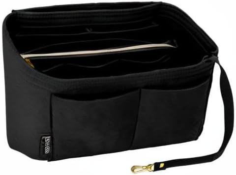 OPPOSHE Purse Organizer Insert for Handbags, Softened Felt Bag Insert Organizer for Tote, Handbag Organizer Compatible with LV, Coach, MK, Kate Spade, Goyard, Longchamp (Black, Medium)