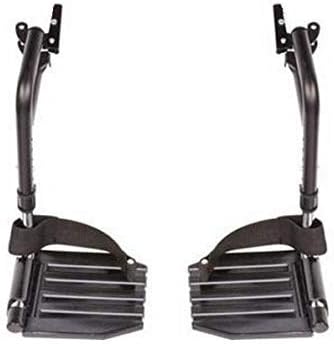 Wheelchair Swingaway Legrest Aluminum Footplates & Heel Loops (Pair) (Black)