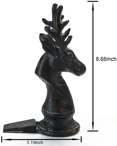 Cast Iron Stag Head Wedge Floor Door Stop, Black Finish, 2.3 lbs……