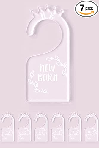 OneDream Baby Closet dividers Hanger separators - Set of 7 Baby Clothes dividers for Closet from Newborn to 24 Months, Acrylic Infant Clothes Divider Support DIY Pattern by Yourself