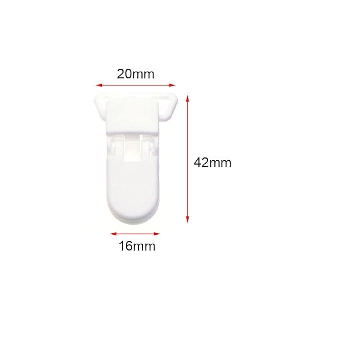 Sutoyuen 25Pcs Pacifier Clips Holders Suspender Mitten Binky Clip for DIY Dummy Chain Baby Blankets Bib Holder Suit for 20mm Ribbon (White)
