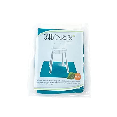 BapronBaby Minimalist Teal Splash Mat - Waterproof Catch-All for Under High Chairs, Floors, Tables, Playtime or Arts & Crafts - Machine Washable - 45" x 45”