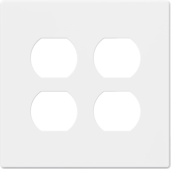 AIDA 2-Gang Screwless Wall Plates - Mid-Size Thermoplastic Cover for Duplex & Combo Receptacles and Toggle Switches - Unbreakable & UL Listed - 1 Pack,Matte White