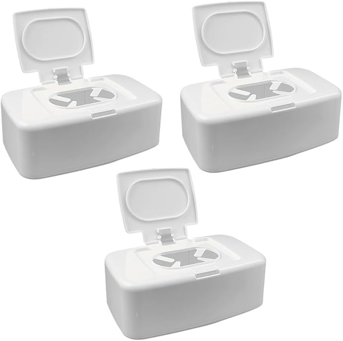 VOSAREA Baby Wipes Box Dispenser Diaper Wipes Dispenser, 3pcs Tissue Storage Box Case Refillable Dispenser Holder Baby Wipes Container with Lid for Home Office Cars