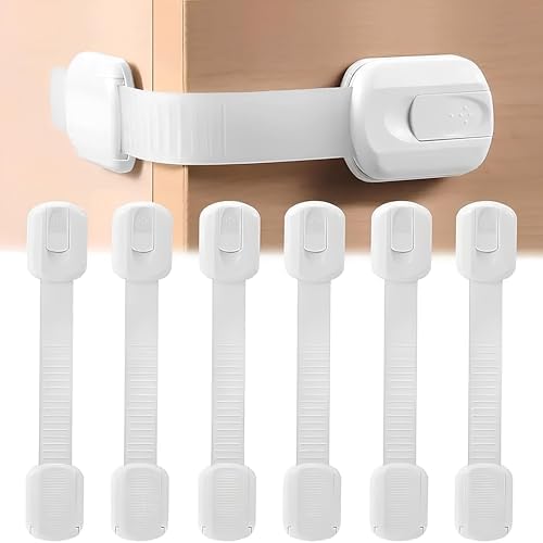 Child Safety Latches Cabinet Locks (6-Pack) Baby Proofing Baby Proofing Set Strong Adjustable Child Locks Suitable to Lock Door,Fridge,Toilet seat,Cabinet,Drawer,Oven Window