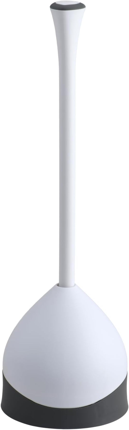 Clorox Toilet Plunger with Hideaway Holder Caddy Heavy-Duty Compact Design with Non-Skid Rubber Base for Bathroom Convenient Storage Toilet Unclogger, 6.5x19.5-Inch, White