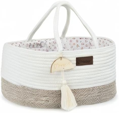 Yunioo Baby Diaper Caddy Organizer, Portable Nursery Storage Basket with Sturdy Handle Diaper Caddy Basket, Car Caddy for Diapers and Baby Wipes, Newborn Essentials