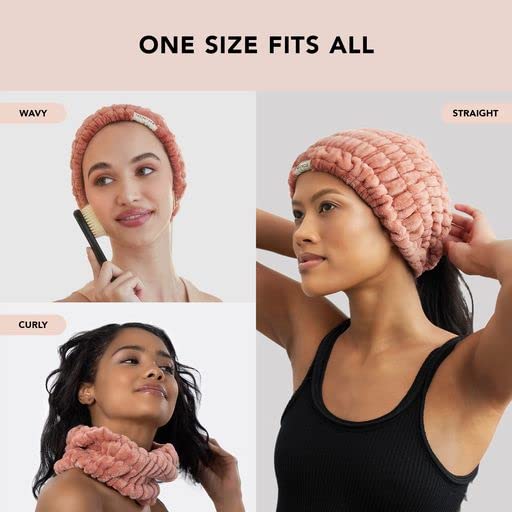 Kitsch Spa Headband for Women - Soft, Stretchy Skincare Headband for Washing Face, Makeup & Facials | Extra-Wide, Non-Slip for Beauty Routines & Self-Care | Ideal Gifts for Women - Dusty Rose