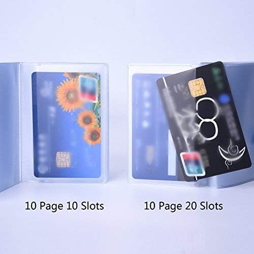 Shappy 2 Pieces Plastic Wallet Insert Credit Card Holder with 10 Page 20 Slots and 10 Page 10 Slots, 9.5 x 6.5 cm, Transparent