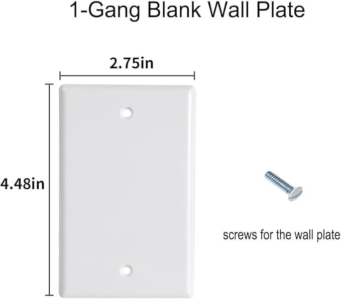 Blank Wall Plates 1-Gang blank Switch Outlet Electrical Cover Plate Unbreakable Thermoplastic Faceplate for Light Receptacle Outlet Switch, White (4 Pack)