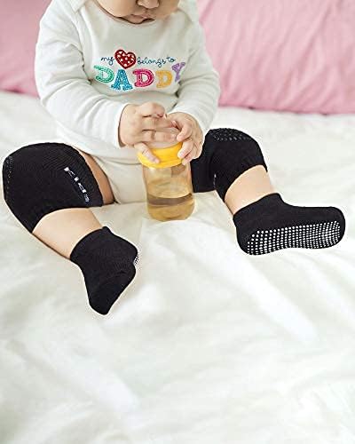 10 Pairs Baby Crawling Anti Slip Knee Pads and Anti Slip Baby Socks Set Unisex Toddler Knee Protectors Non Slip Ankle Socks