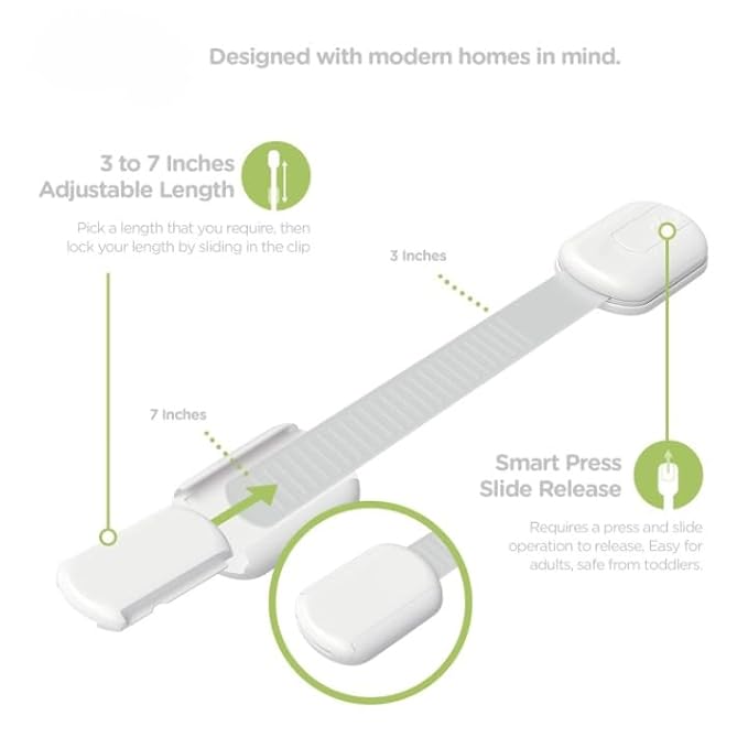 Child Safety Latches Cabinet Locks (6-Pack) Baby Proofing Baby Proofing Set Strong Adjustable Child Locks Suitable to Lock Door,Fridge,Toilet seat,Cabinet,Drawer,Oven Window