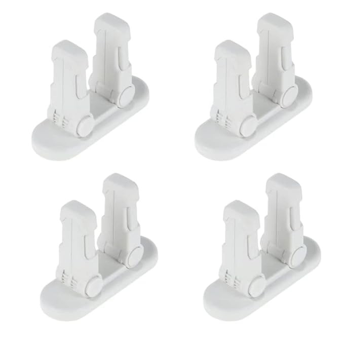 Improved Childproof Door Lever Lock（4 Pack）Prevents Toddlers from Opening Doors. Durable ABS with Adhesive Backing. Simple Install, No Tools Needed