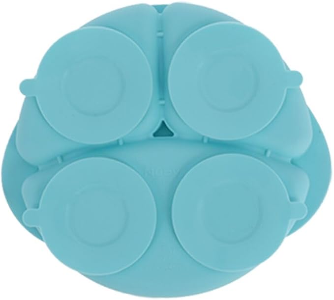 Nuby Silicone Round Suction Plate with Lid - Dishwasher-Safe Baby and Toddler Plate - 6+ Months - Aqua and Coral - Back to School Essentials