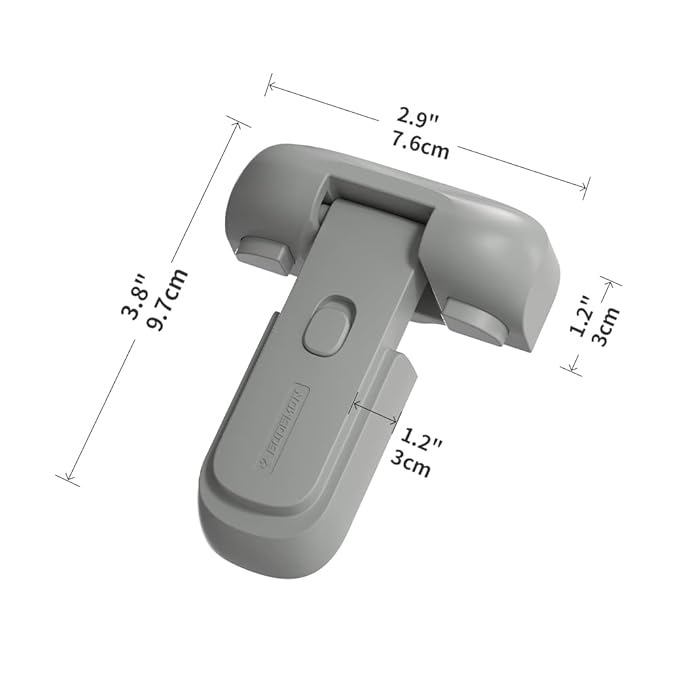 Mom's Choice Gold Awards Winner - EUDEMON 1 Pack Updated Child Proof Refrigerator/Fridge/Freezer Door Lock Apply to Max 1"(25mm) Sealing Strip for Toddlers and Kids, no Tools Need or Drill (Grey)