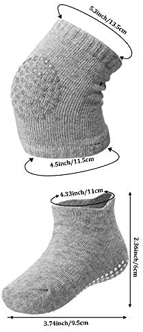 10 Pairs Baby Crawling Anti Slip Knee Pads and Anti Slip Baby Socks Set Unisex Toddler Knee Protectors Non Slip Ankle Socks