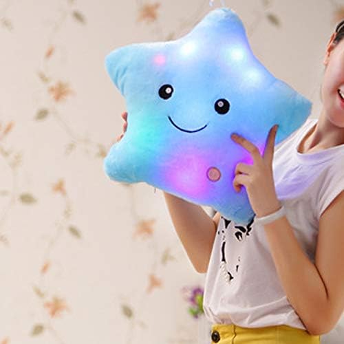 sofipal LED Twinkle Star Shaped Plush Pillow, Creative Night Light Glowing Cushions Plush Stuffed Toys Gifts for Kids, Decoration (Blue)