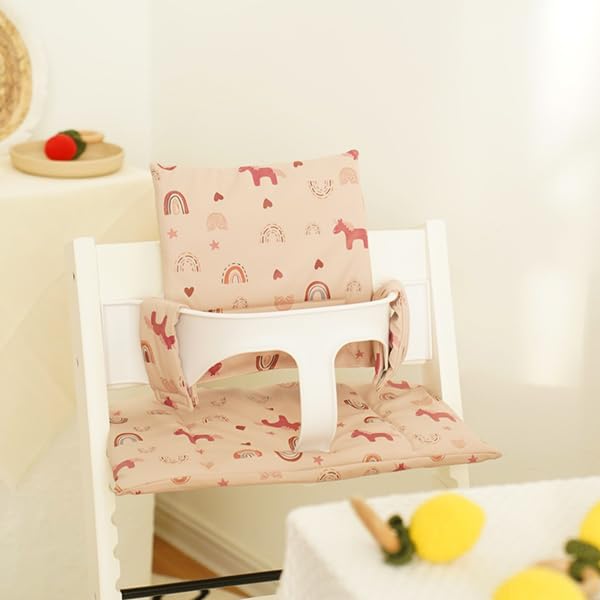Baby Cushion Set Soft and Comfort High Chair Cushion for Infant, Toddler High Chair Accessories Easy to Clean and Install, DJ Pink