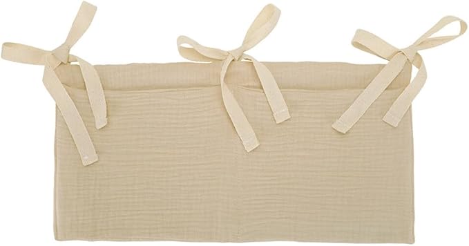Baby Crib Pocket with Straps Hanging Baby Diaper Caddy Organizer, Diaper Stacker Classified Storage Bag Organizer for Nursery Diapers Wipes Baby Essentials (Camel)