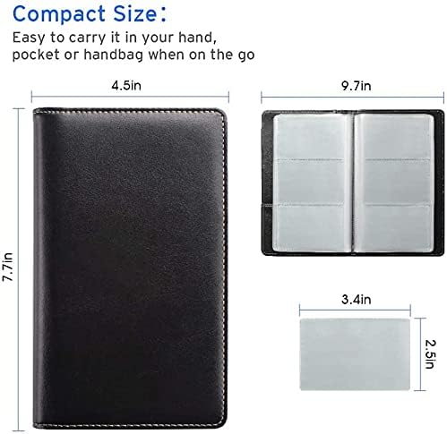 Sooez Leather Professional Business Card Book Holder Organizer, 240 Capacity Credit Card Booklet, PU Name Cards Holder Storage File for Men Women, 7.7 x 4.5 Inch, Black