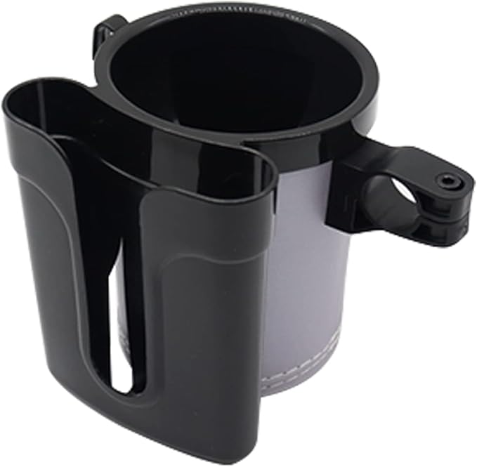 Tobefore Bike Cup Holder ABS+PU Leather with Phone Mount and Keys Hook，Adjustable Drink Holder for Bicycle Handlebar,Universal Coffee Holder for Bicycle, Wheelchair, Scooter and Walker(Black Gray)