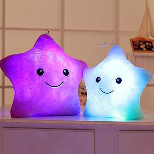 sofipal Twinkle Star Shaped Plush Pillow, Creative LED Night Light Glow Cushions Stuffed Toys Gifts for Kids, Decoration (Purple)
